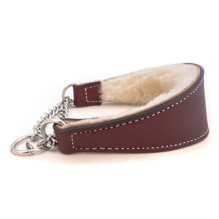Shearling Lined Martingale Dog Collar Burgundy