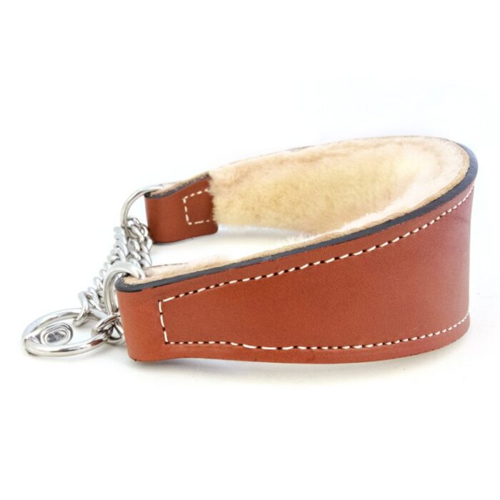 Shearling Lined Martingale Dog Collar Tan