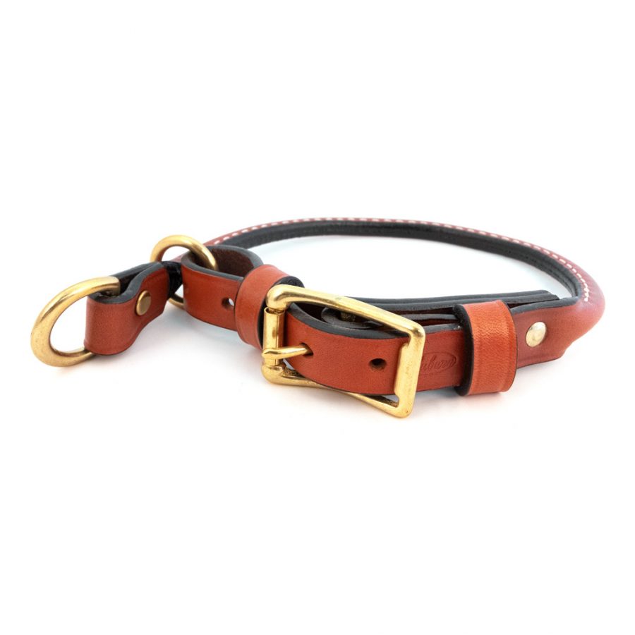 Long Round High Quality Genuine Rolled Leather Choke Dog Collar 25" 65cm 