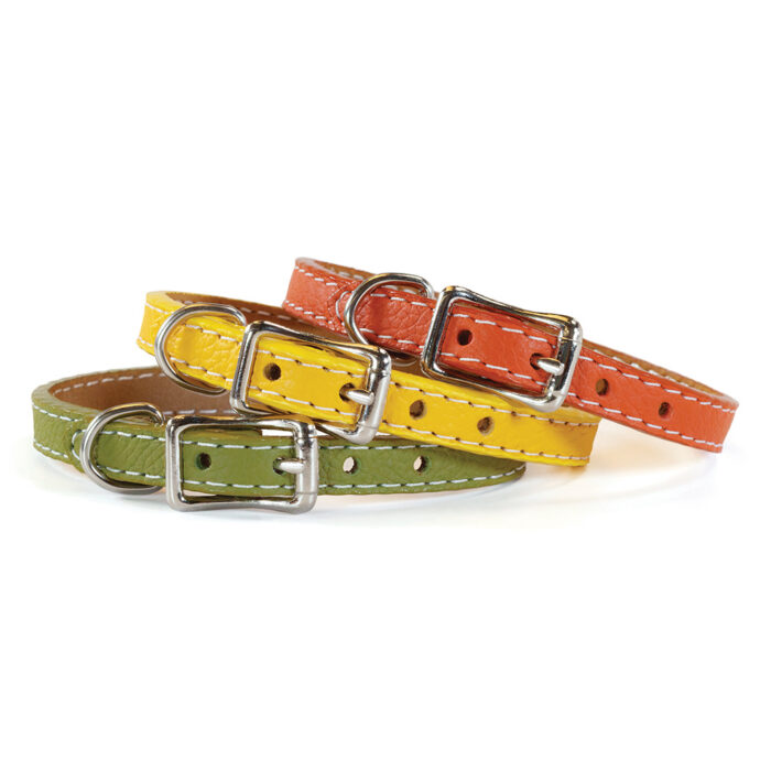 orange, yellow, and green mini Tuscan Italian Leather Collar