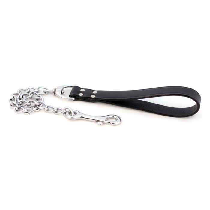 Chain Leash with Bridle Leather Handle 4mmx24in
