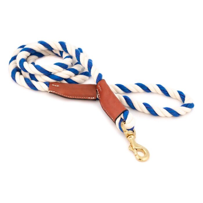 Blue and White Cotton Rope Snap Leash