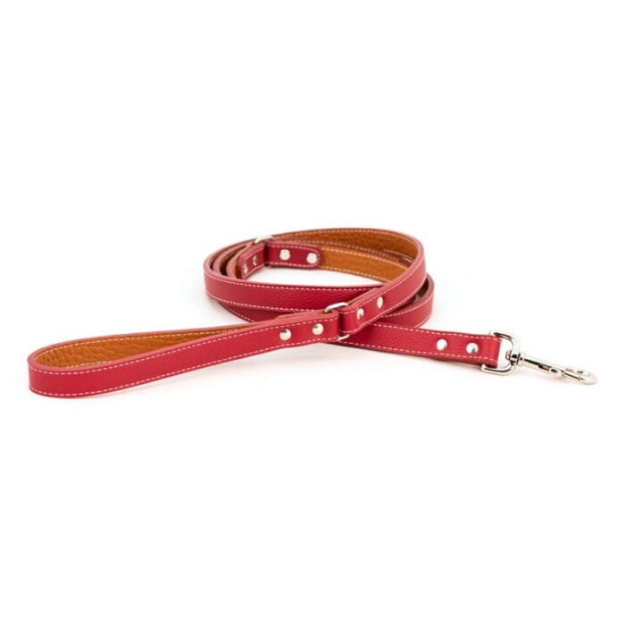 Tuscan Italian Leather Leash Bright Red