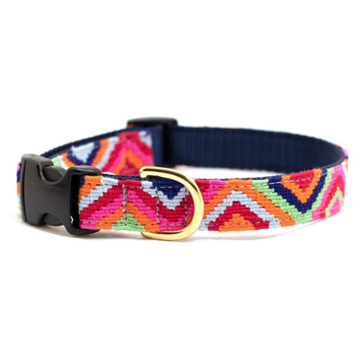 a tail we could wag Collar Retro zig zag pattern in pink
