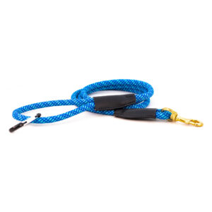 royal blue pattern nylon leash made with mountain climbing rope and brass snap