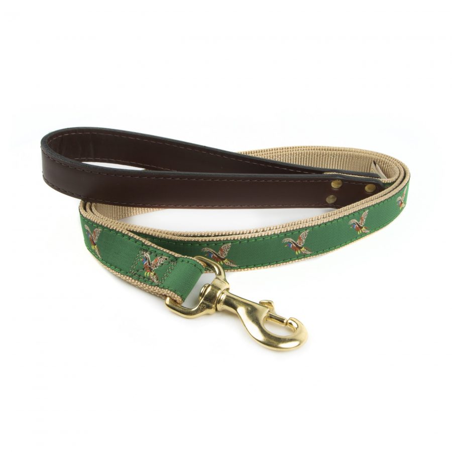 American Traditions Leather and Ribbon Dog Leash