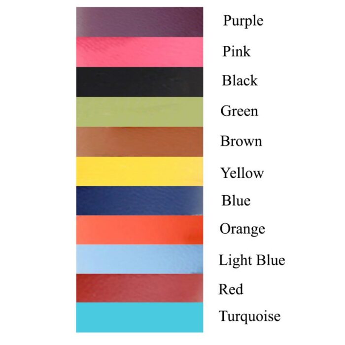Tuscan Italian Leather swatches with color names