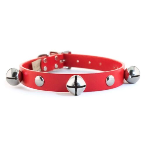 Auburn Leathercrafters Jingle Bell Studded Collar Red