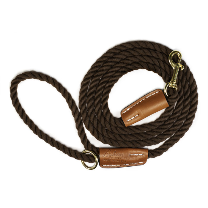 brown cotton rope leash