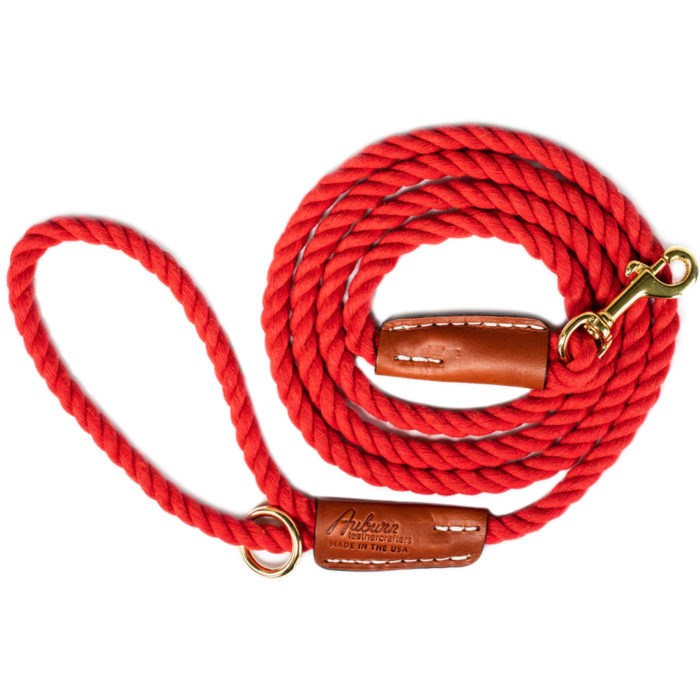 red cotton rope leash