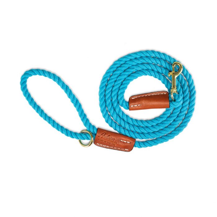 Auburn Leathercrafters Cotton Rope Leash Turquoise Small