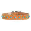Auburn Leathercrafters Cabachon Collar - Turquoise Three Row on Tan Suede