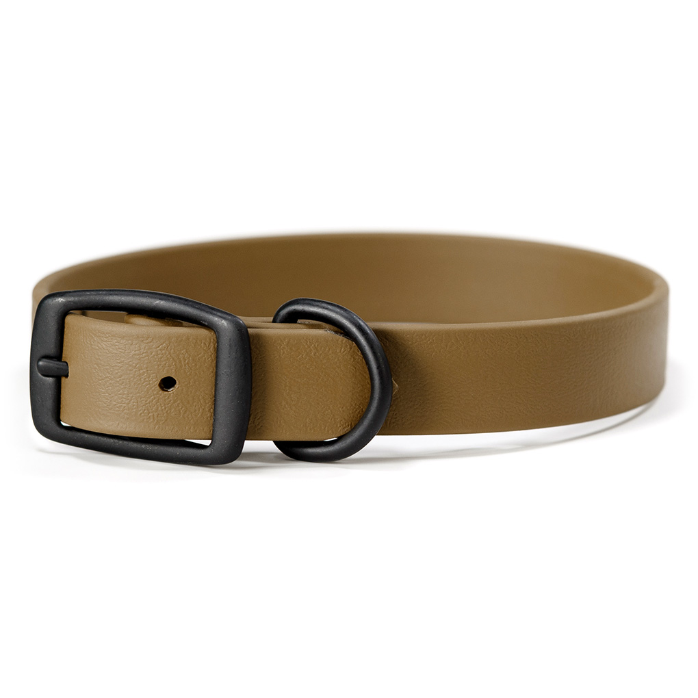 coyote bronze Biothane dog collar with black buckle and dee ring
