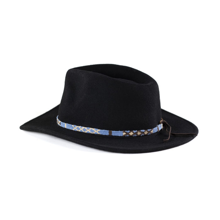 a tail we could wag Block Island Blue hatband on black hat