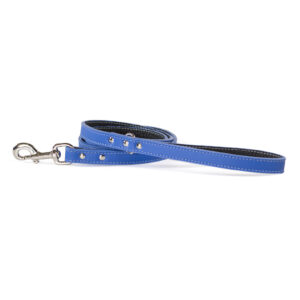 Tuscan Italian Leather 5 ft leash in Cobalt Blue