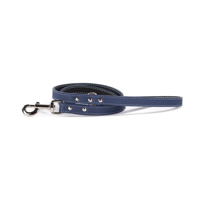 Tuscan Italian Leather 5 ft leash in Navy Blue