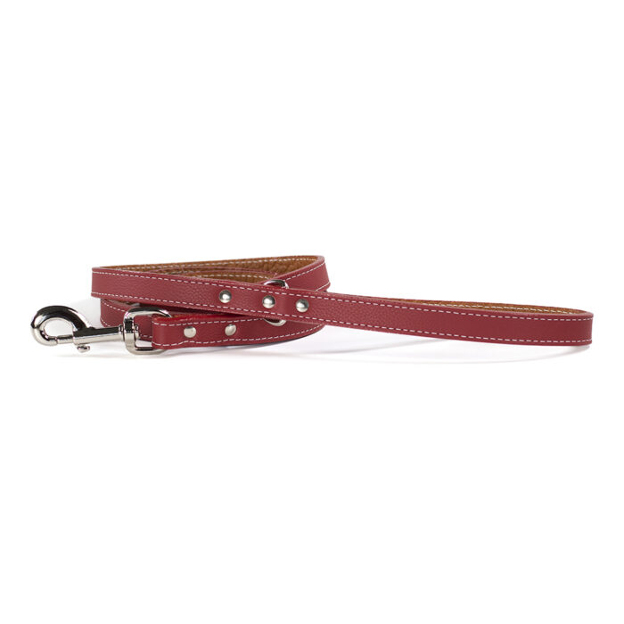 Tuscan Italian Leather 5 ft leash in Red