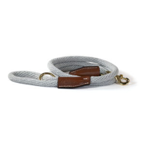 grey Cotton Rope Leash with brass snap
