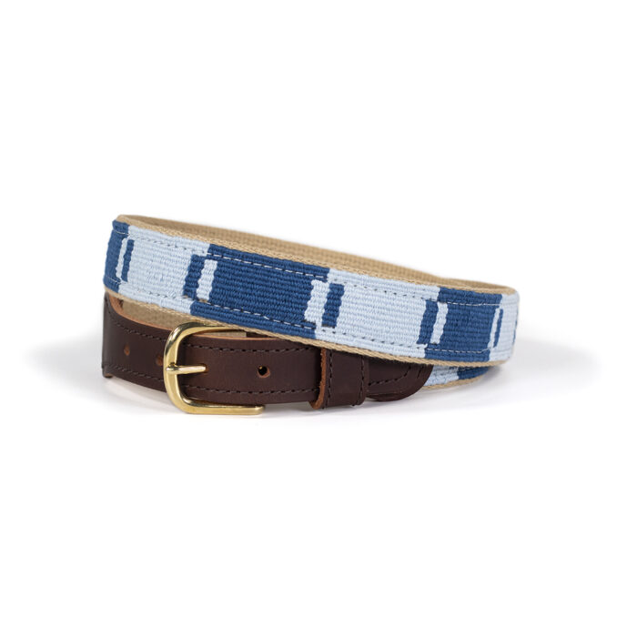 Game Day woven belt in blue and steel blue