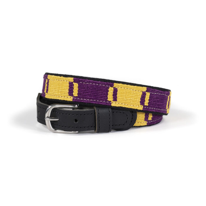 Game Day woven belt in purple and yellow