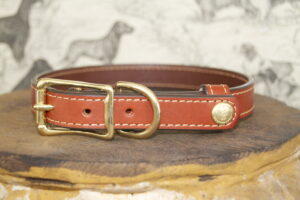 Upland & Downstream Pendleton leather collar with brass hardware and tail snap design