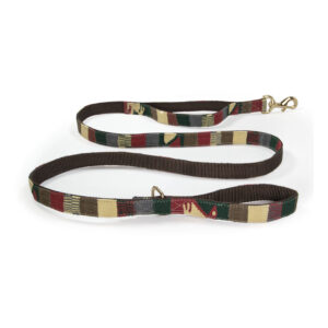 a tail we could wag Two Handle Leash in browns, yellows, and greens