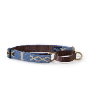 a tail we could wag pattern martingale collar in blue and tan and brown