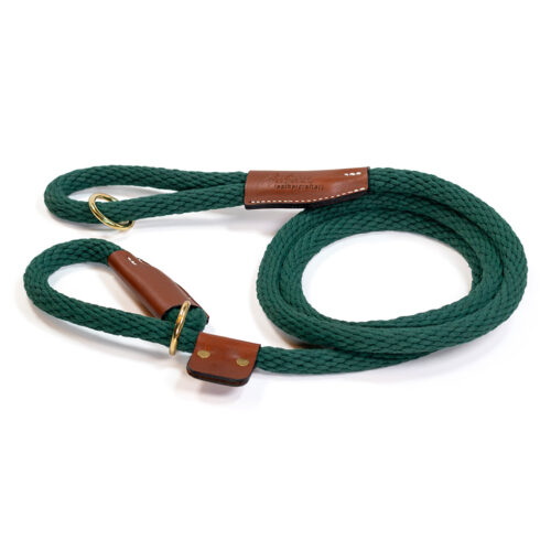 green braided cotton rope slip leash